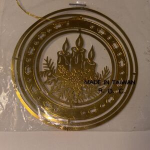 Vintage Golden Disk Christmas Ornament Taiwan